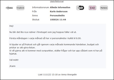 Här ser du hur ett enskilt inlägg ser ut